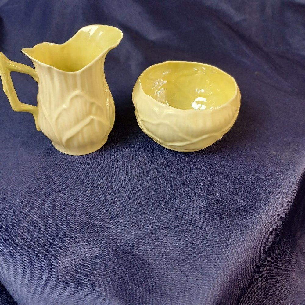 Vintage Irish Belleek Fine Parian Ware Sugar and Creamer